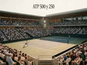 Apuestas en torneos ATP 500 y 250 del circuito masculino con representación de trofeos y categorías.