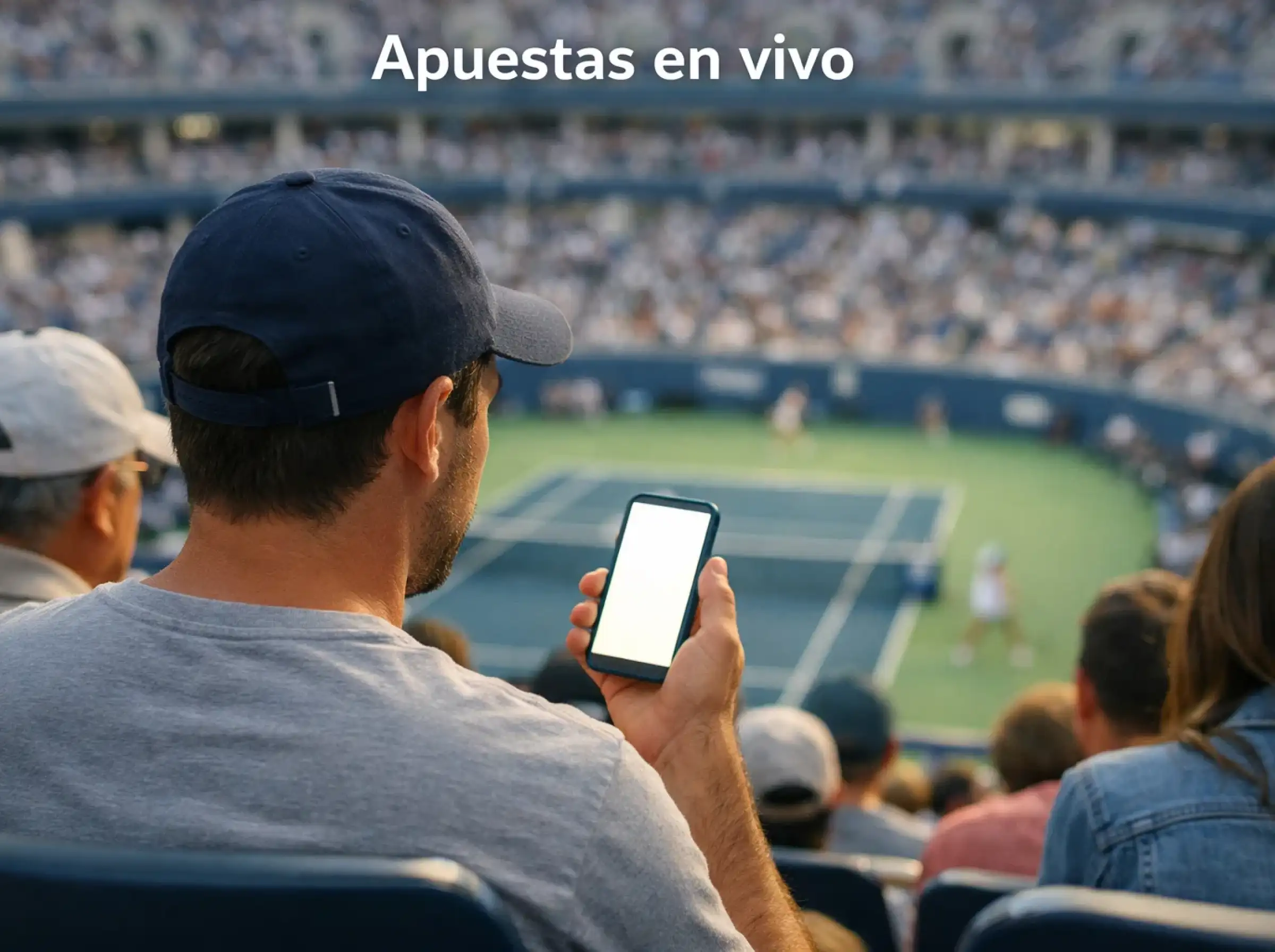 Espectadores siguiendo un partido de tenis en vivo con dispositivos móviles