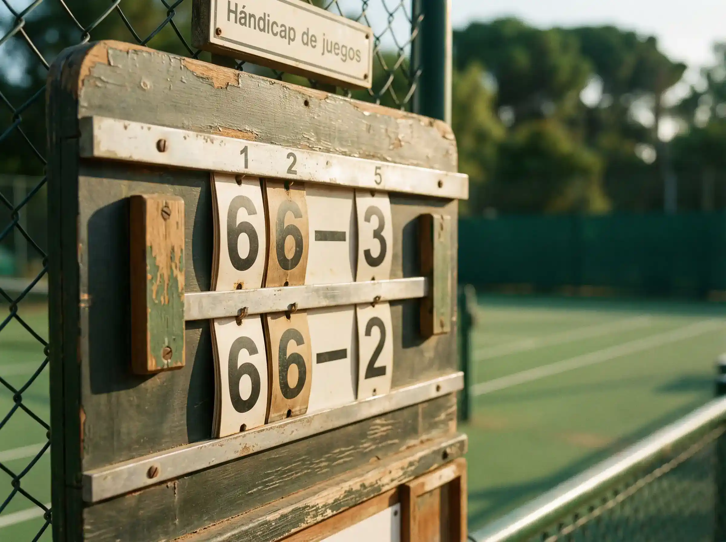 Marcador de tenis mostrando resultado de partido con diferencia de juegos