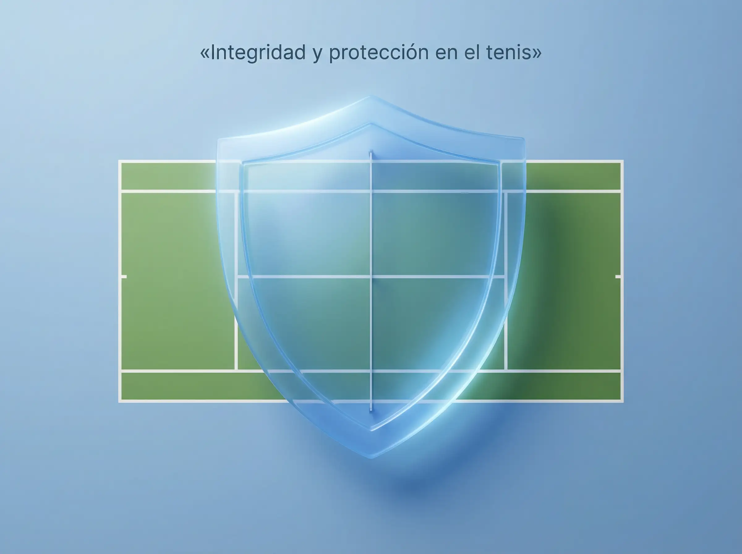 Escudo protector sobre pista de tenis simbolizando integridad