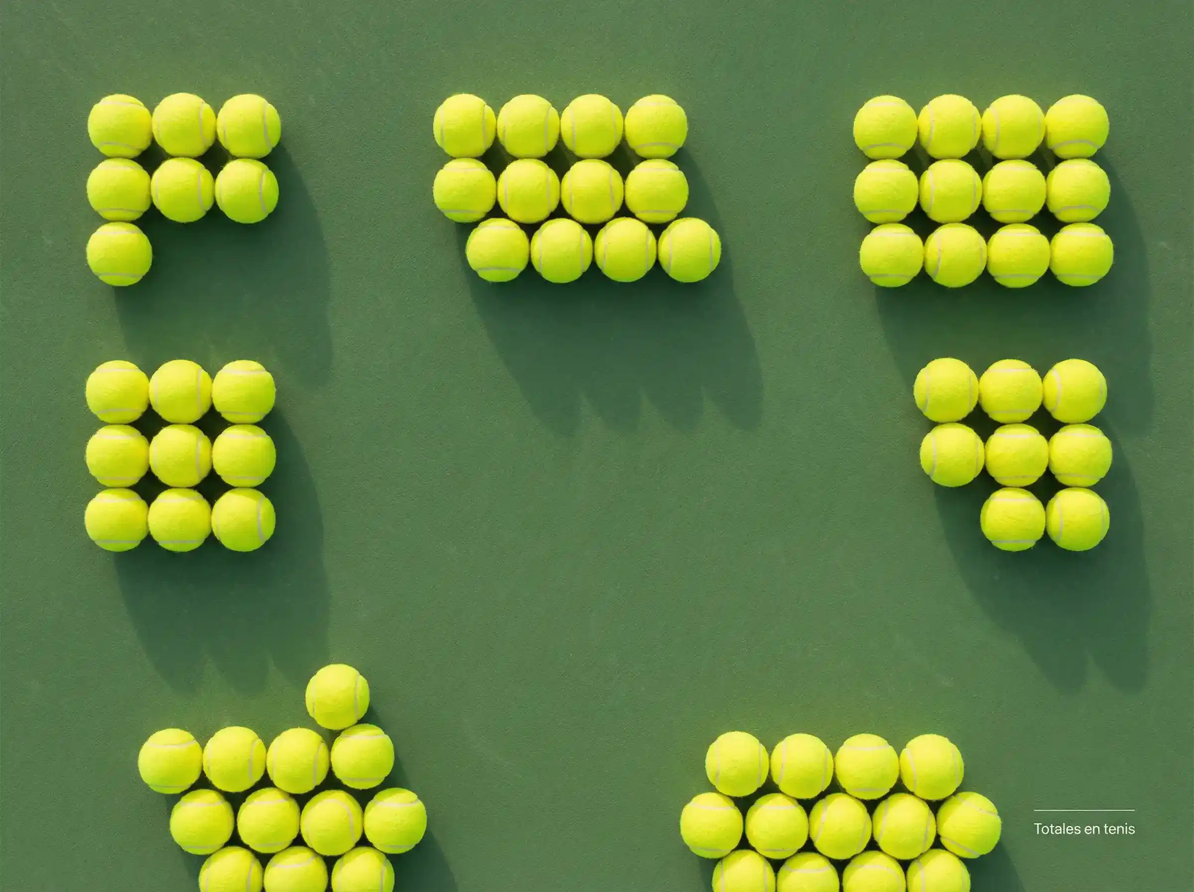 Pelotas de tenis agrupadas simbolizando conteo de juegos